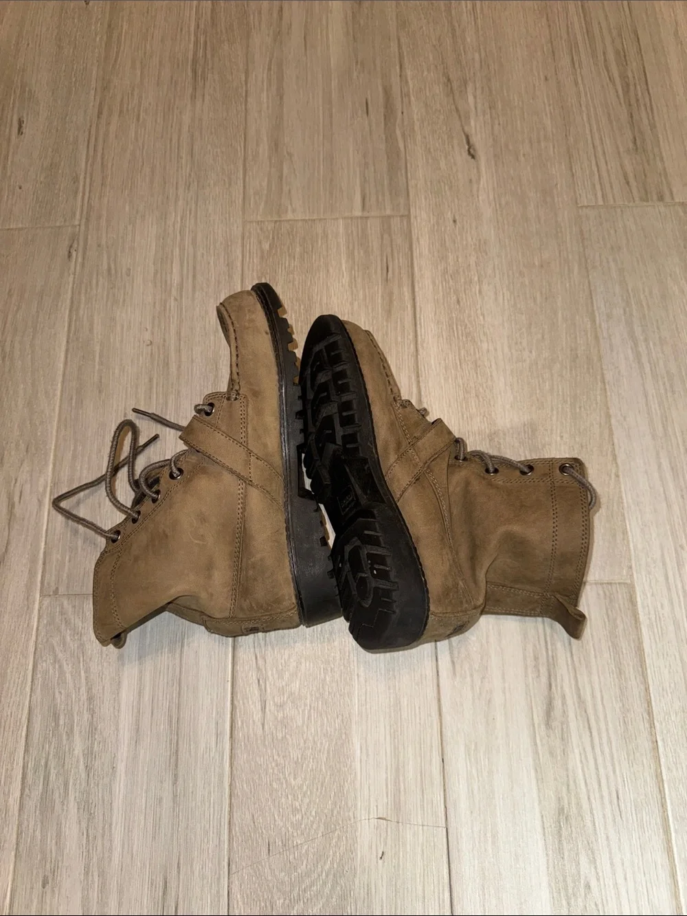 Ralph Lauren Tan Suede Lace-Up Ankle Boots